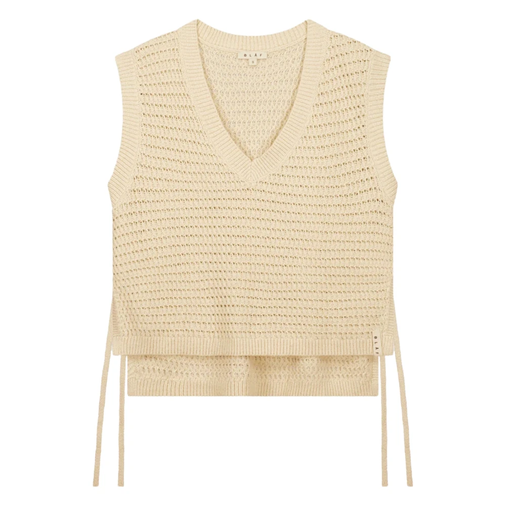 Olaf Hussein Open Gebreid Vest Off White Dames