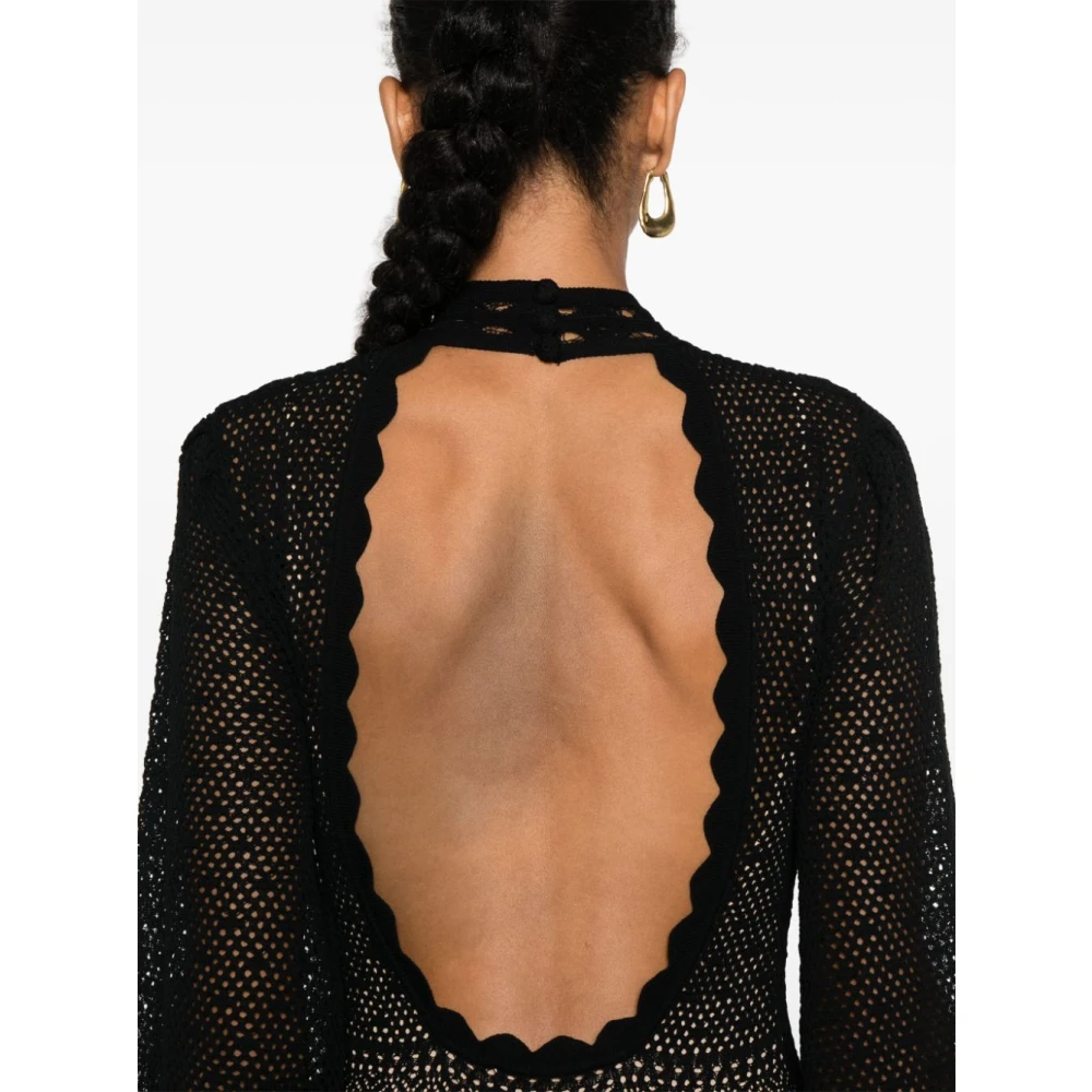 Twinset Elegante Zwarte Kant Jurk Black Dames