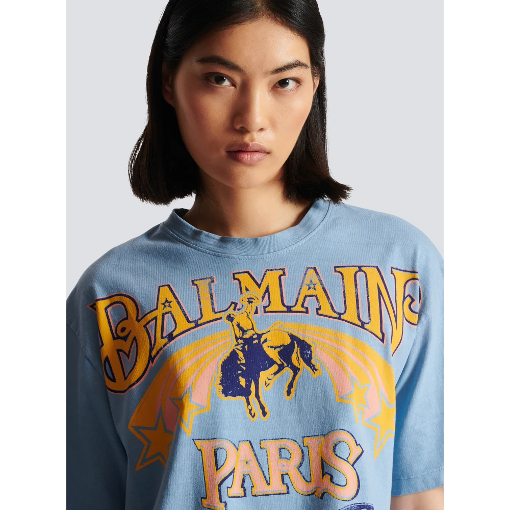 Balmain Westerse T-shirt Blue Dames