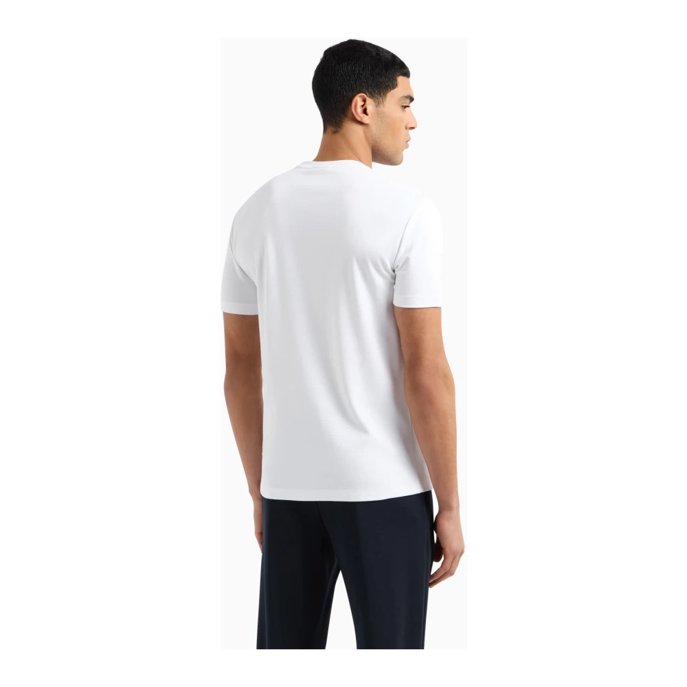 Emporio Armani EA7 Minimalistisch Wit T-shirt met Goud Logo White Heren