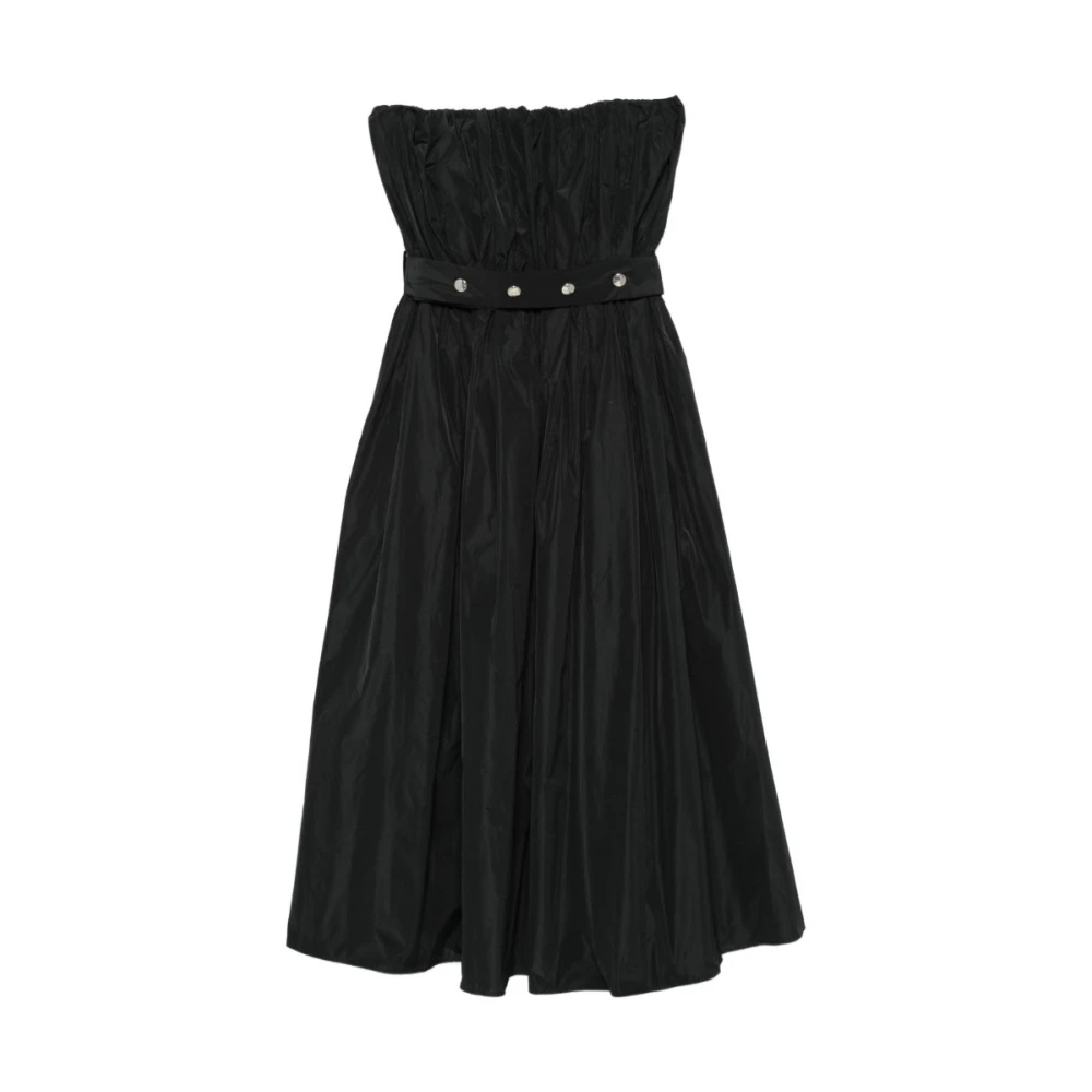 Msgm , Party Dresses, Female, Black, M, Strapless Dress With Waist Belt