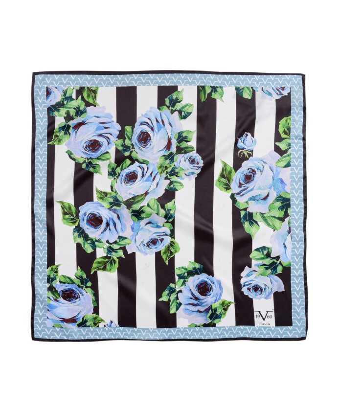 echarpe-imprime-rose-noirblanc-rayures