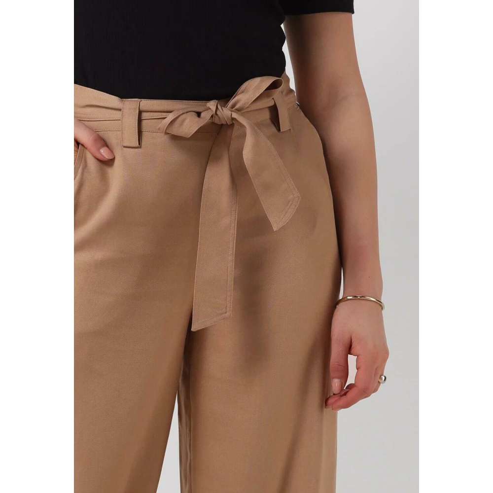 Simple Khaki Viscose Broek Jer-Ten-Pq-24-1 Beige Dames