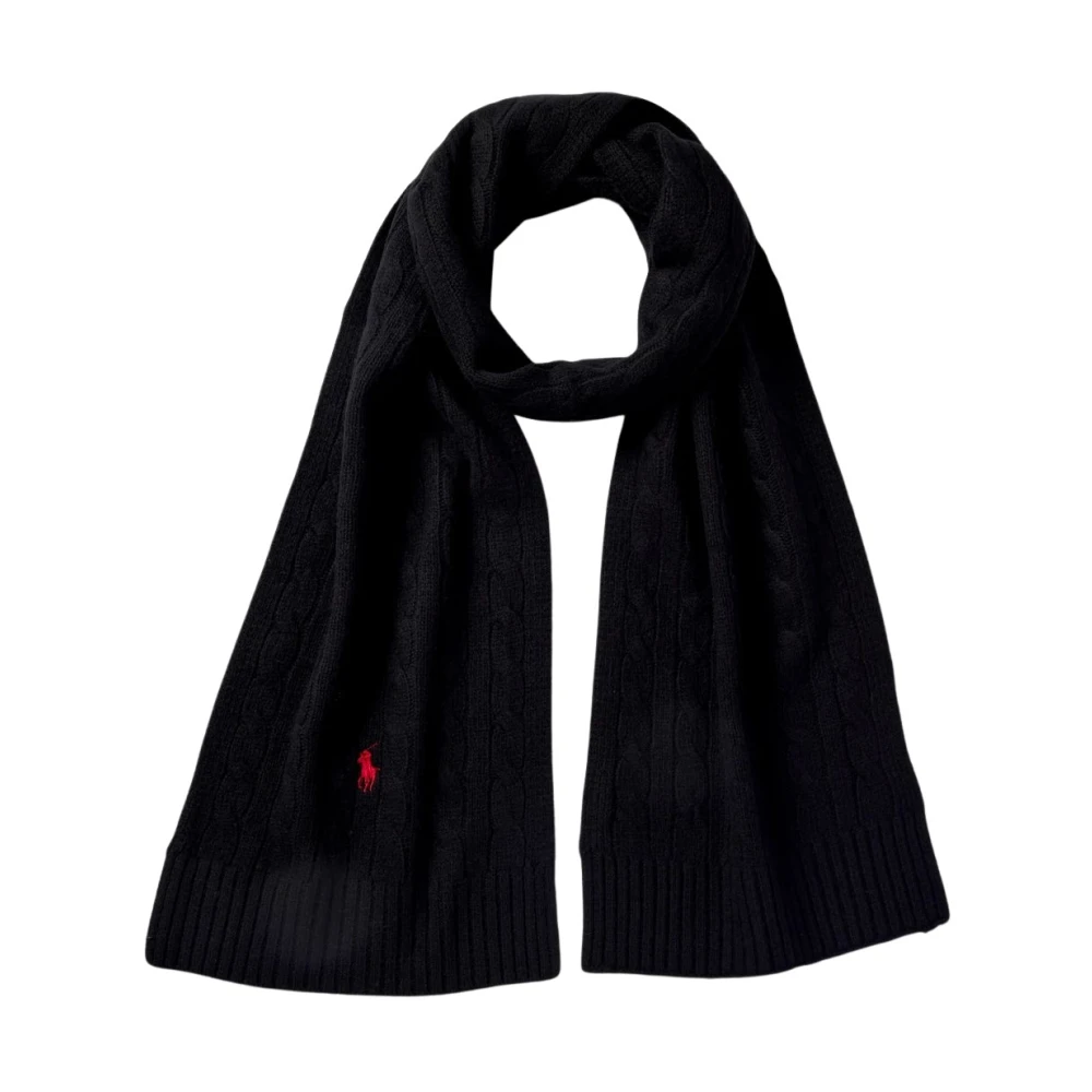 Ralph Lauren Men's Black Winter Scarves, One Size, Winter Scarf