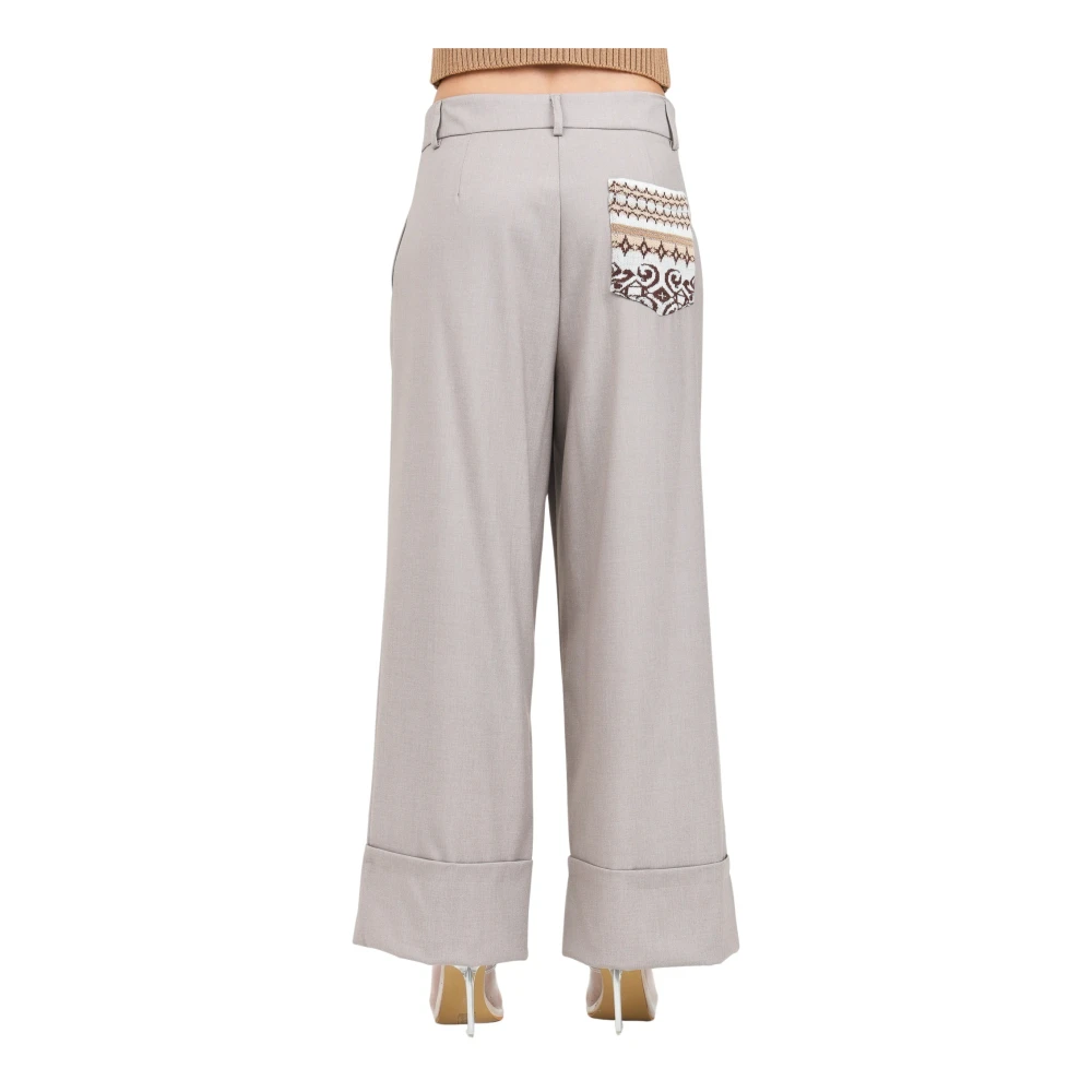 Akep Elegante Bootcut Grijze Broek Gray Dames