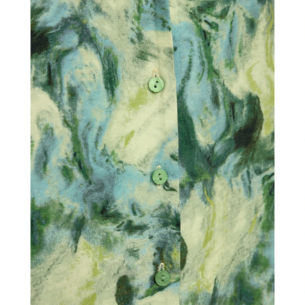 Freequent Gestreepte Groene Blouse met Ballonmouwen Multicolor Dames
