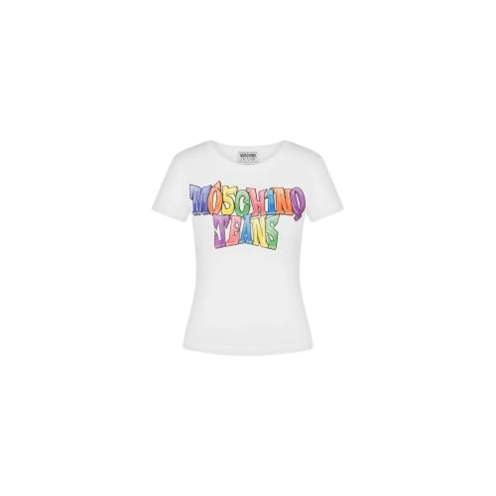 Moschino Vit Bomull Logo T-shirt Multicolor White, Dam