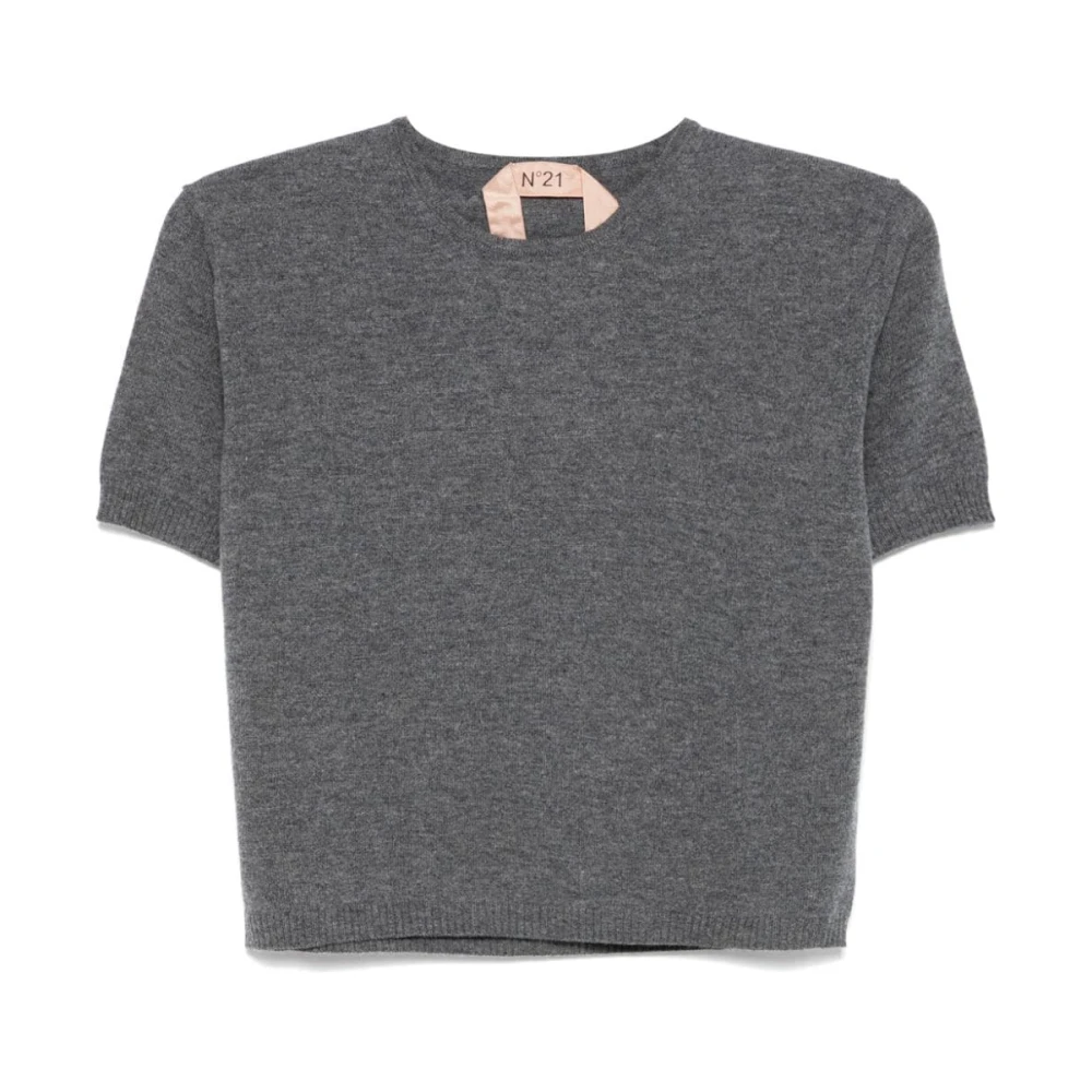 N21 Grijze Wollen Trui Kettingdetail Gray Dames