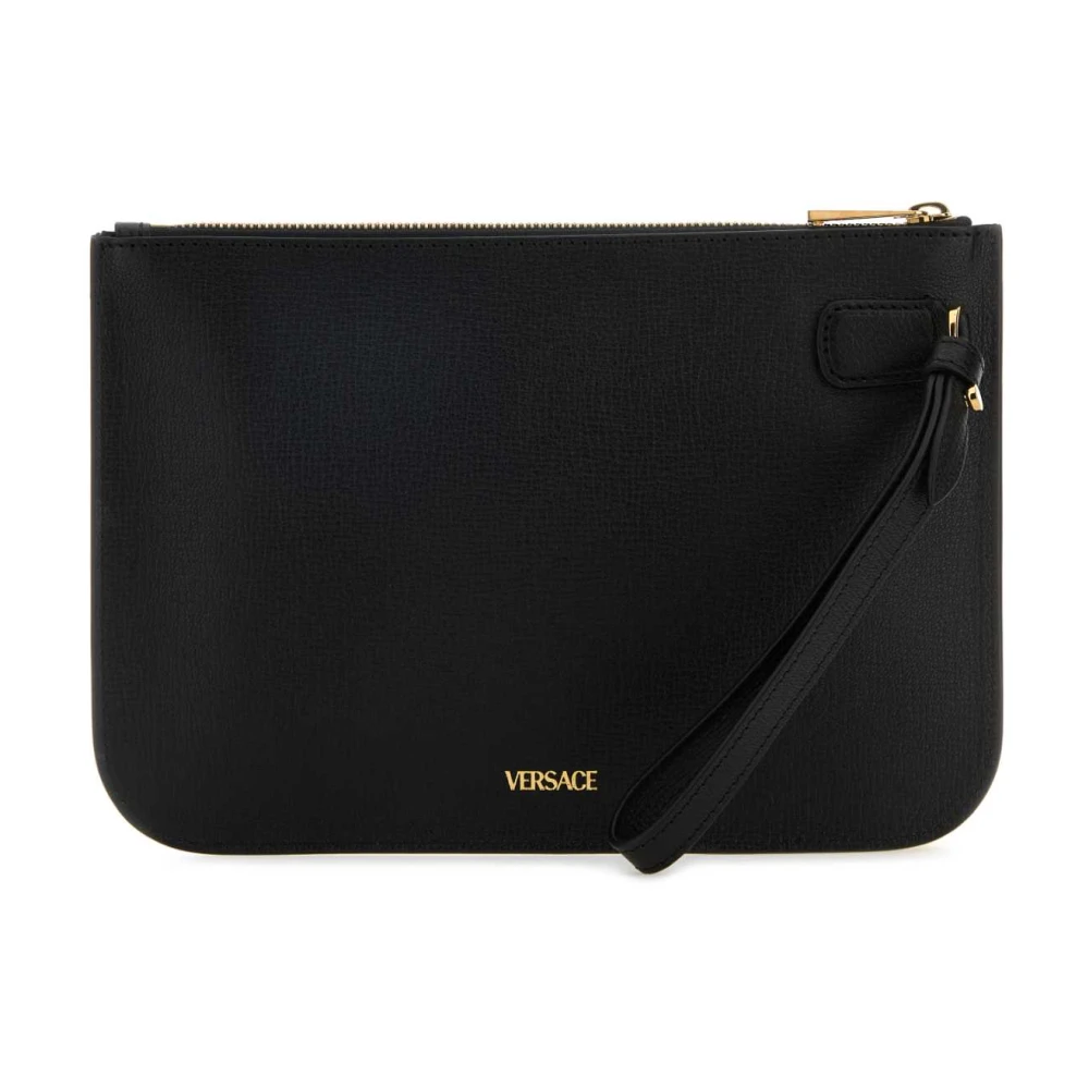 Versace Stijlvolle Zwarte Leren Clutch Black Heren