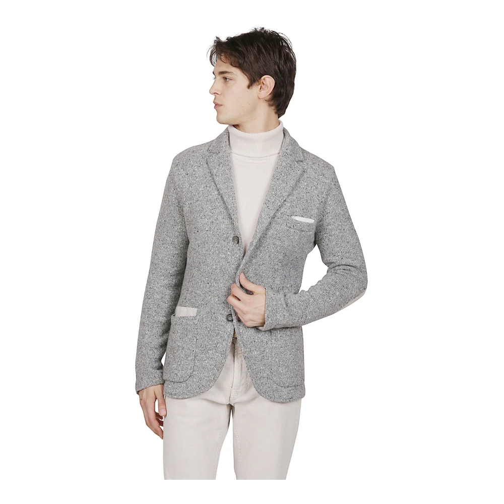 Eleventy Kasjmierwol Blazer Trui Single-Breasted Gray Heren
