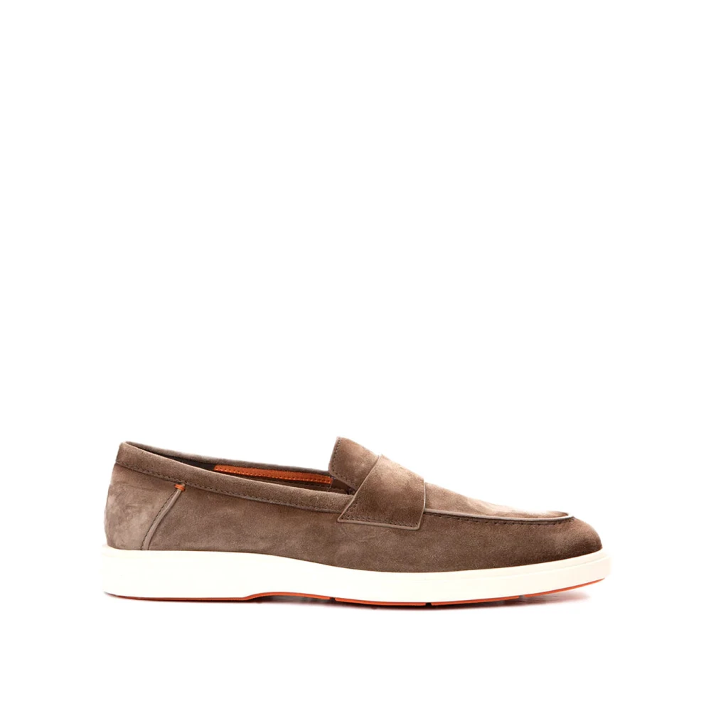 Santoni Men's Brown Classic Leather Loafers - Loafers - 8 Uk - Shoes