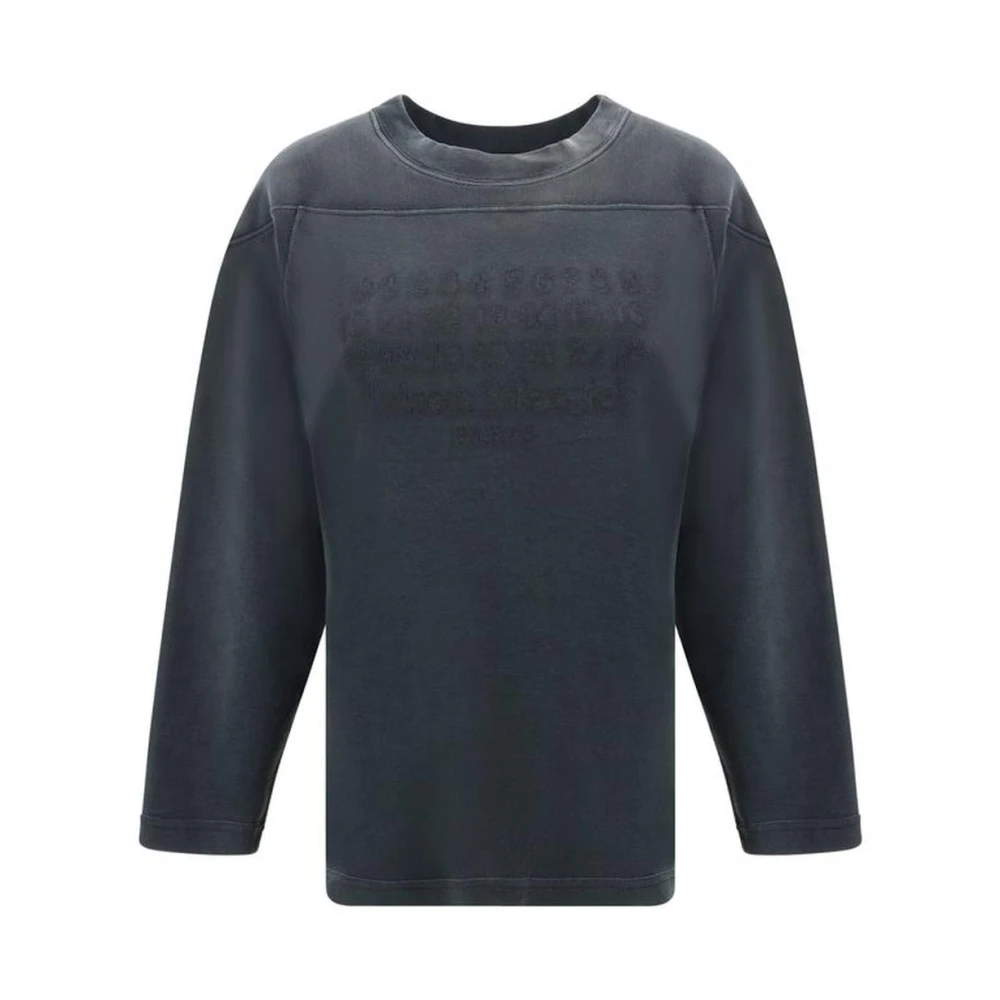 Maison Margiela Geribbelde katoenen sweatshirt met iconisch logo Black Dames