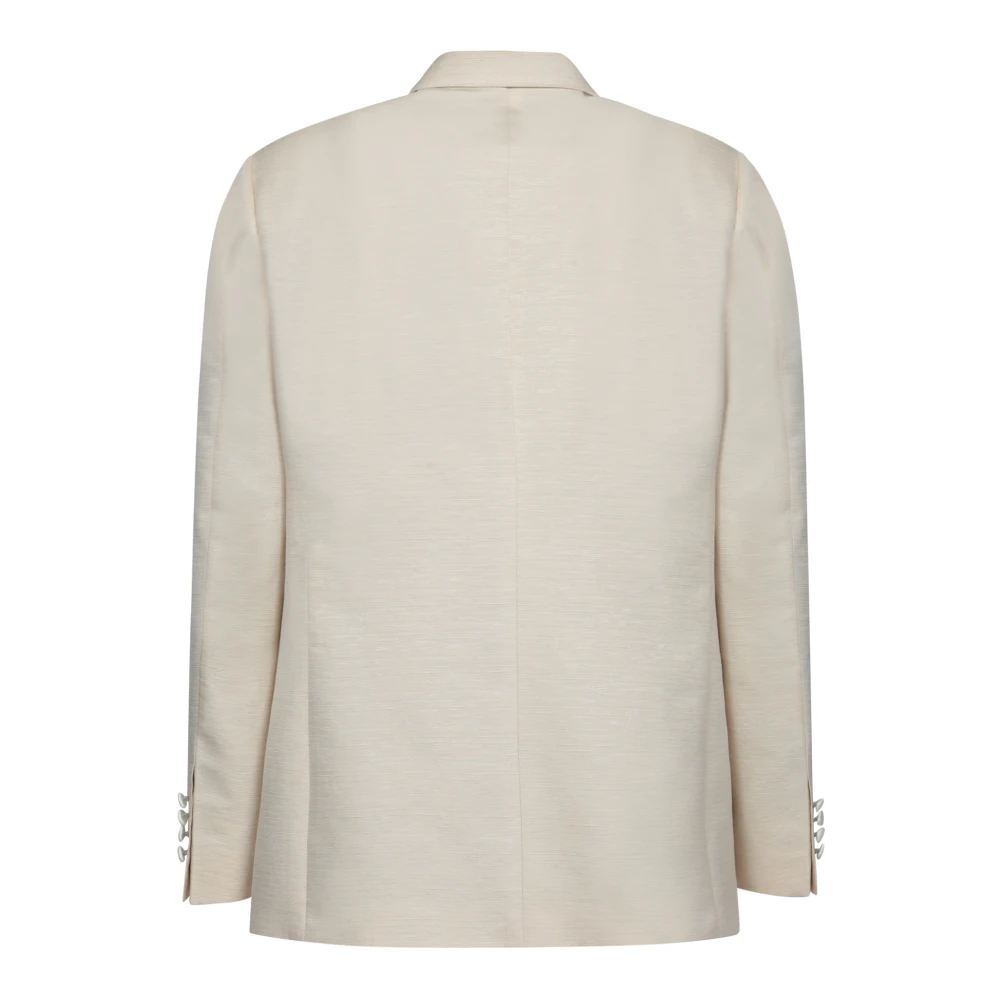 Canali Elegante Witte Moiré Smokingjasje Beige Heren