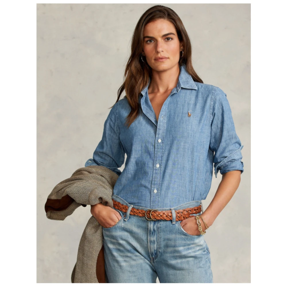 Polo Ralph Lauren Georgia Chambray Overhemd met Geborduurd Logo Blue Dames