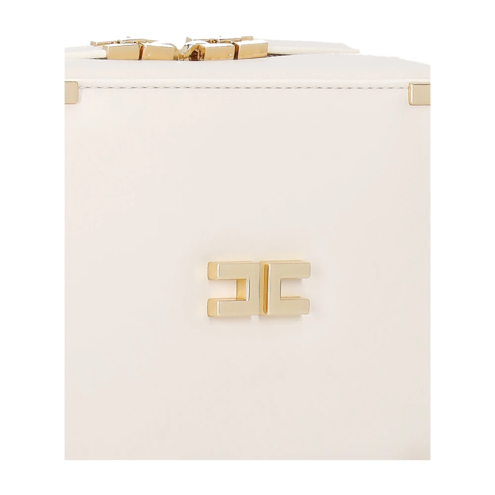 Elisabetta Franchi Natuurlijke Schoudertas met Ketting en Rits Beige Dames