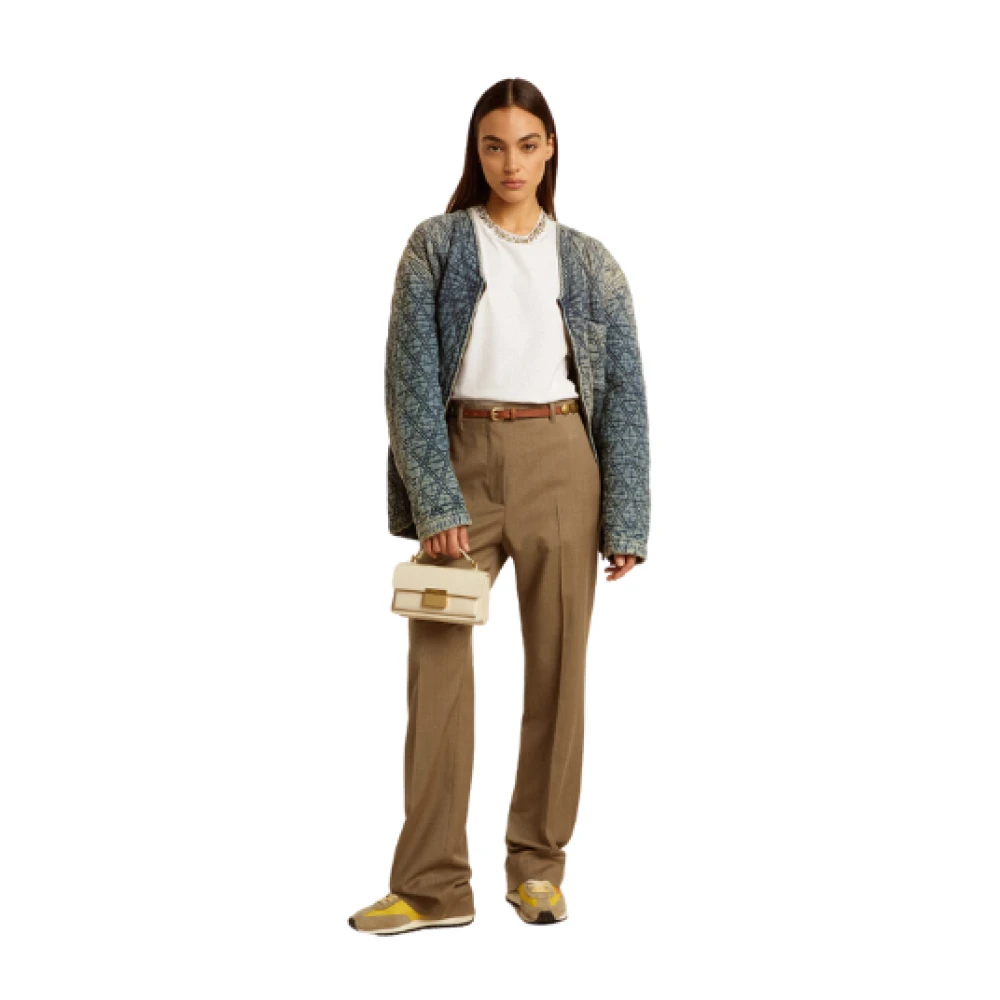 Golden Goose Tortora Straight Leg Wool Pants Brown Dames