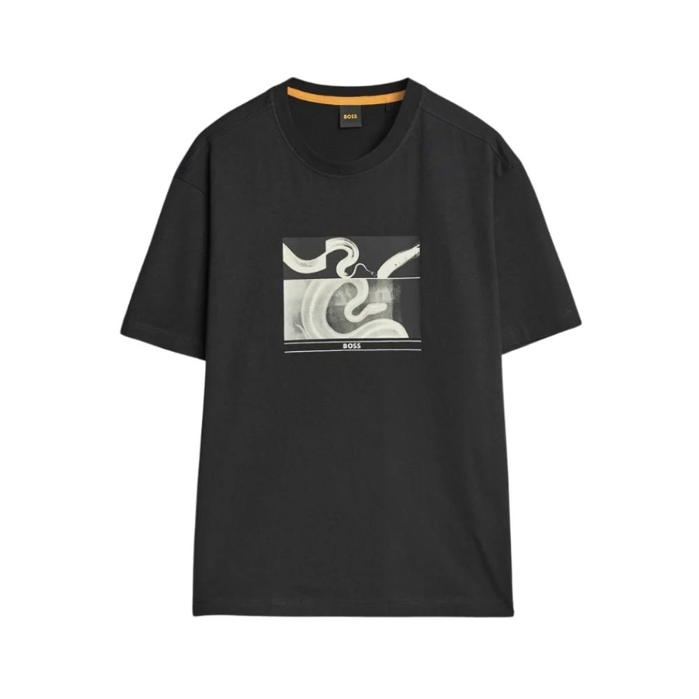 Hugo Boss Katoenen Ronde Hals T-shirt Zwart Black Heren