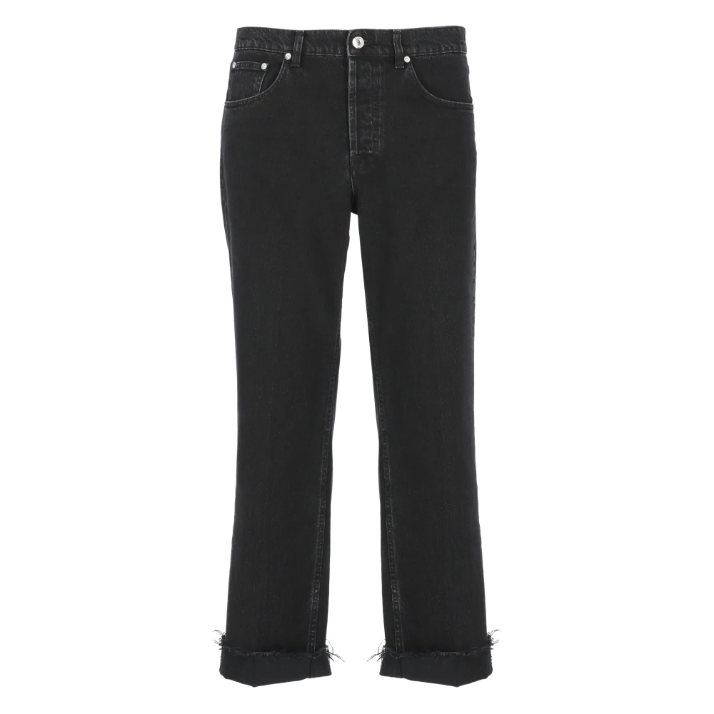 Lanvin Zwarte katoenen jeans met riemlussen Black Heren