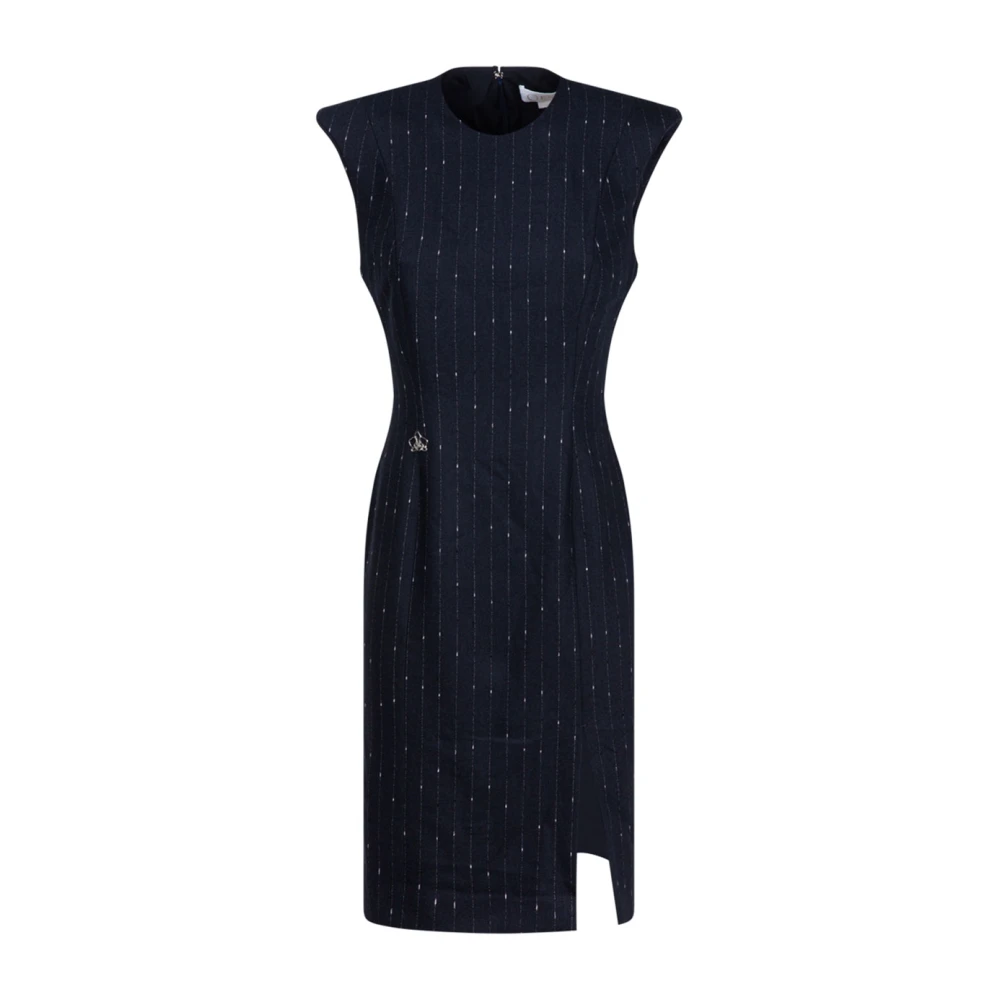 Genny Zwart Pinstripe Mini Jurk Blue Dames