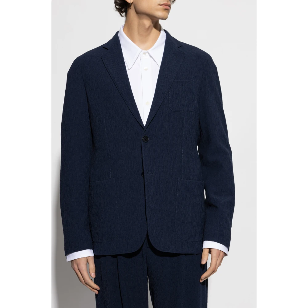 Giorgio Armani Blazer met open revers Blue Heren