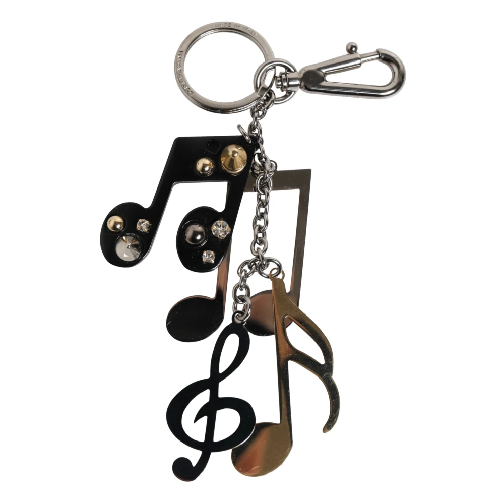 Dolce & Gabbana Unisex Gray Musical Note Key Holder Keychain Bag Charm
