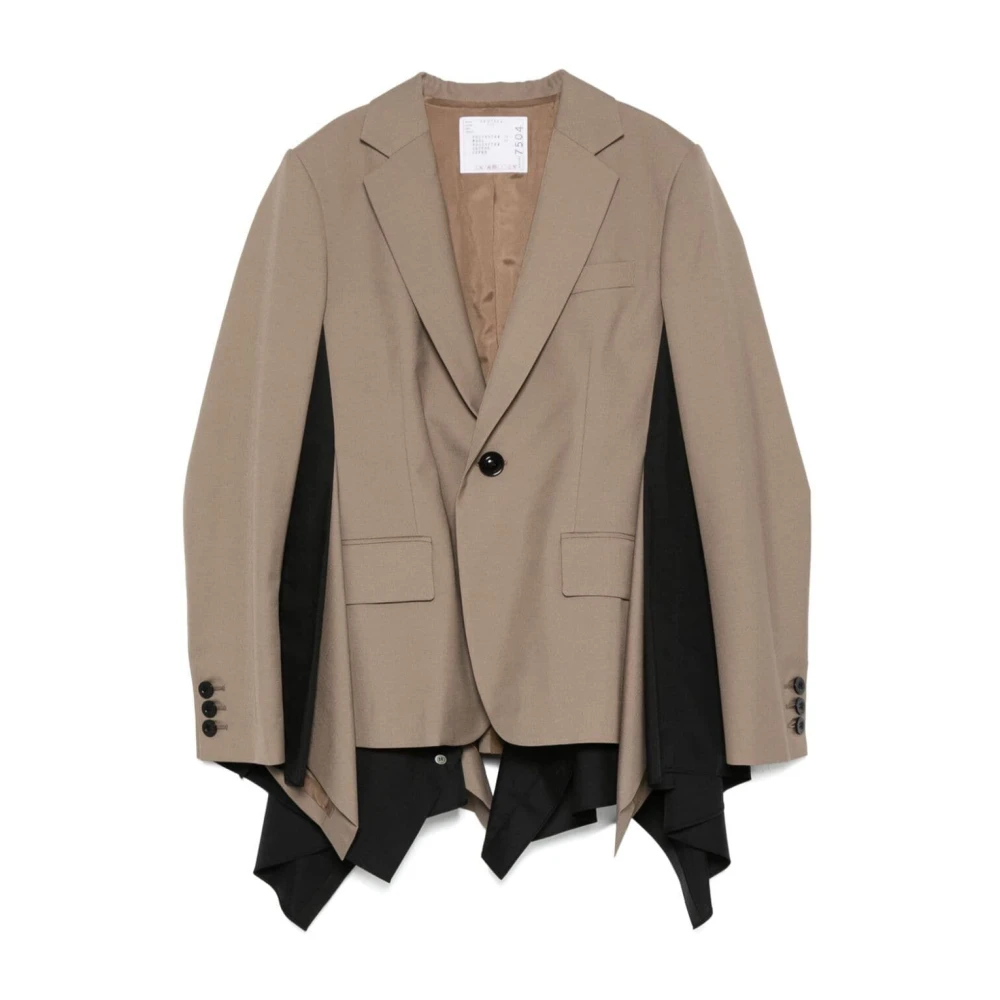Sacai Poplin jas in beige en zwart Multicolor Dames