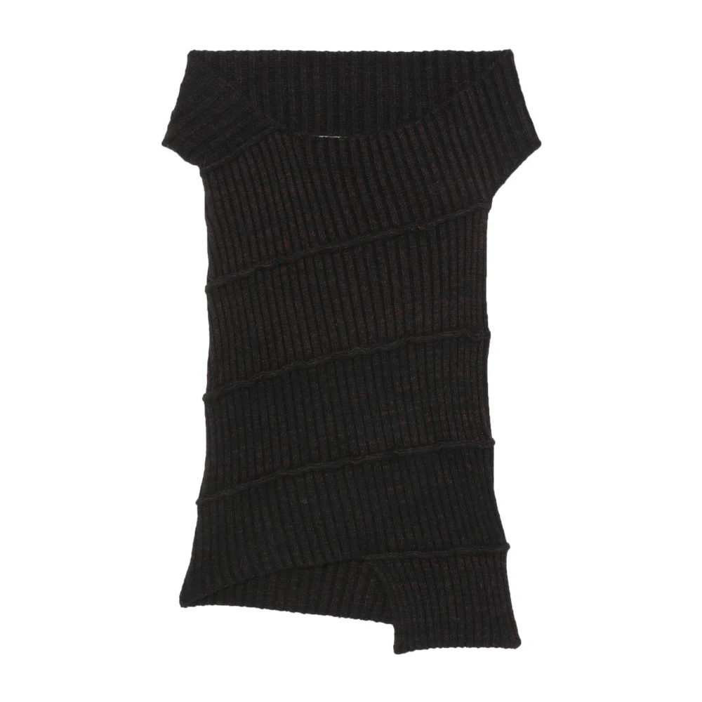 MM6 Maison Margiela Zwarte Asymmetrische Sweater Pullover Black Dames