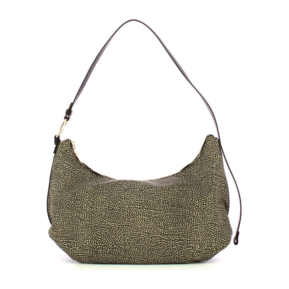 Borbonese Middelgrote Hobo Tas met Natuurlijk Zwart Print Black Dames