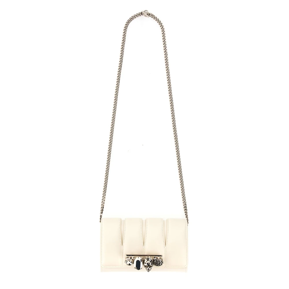 Alexander mcqueen Slash Clutch Tas met Ketting Schouderband White Dames