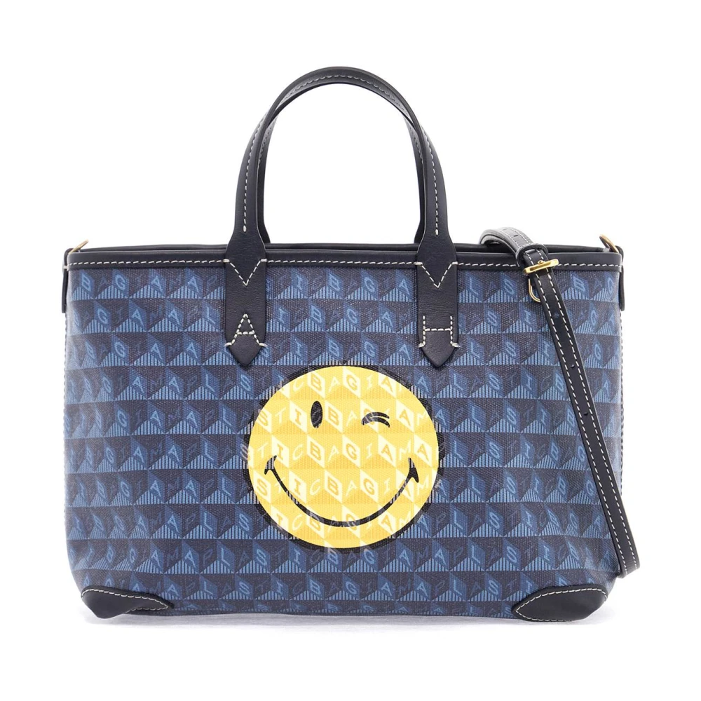 Anya Hindmarch Knipogend Gezicht Tote Tas Blue Dames