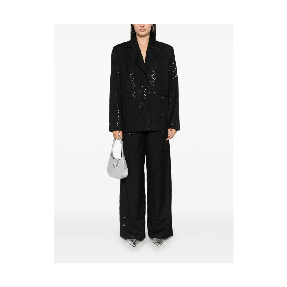 Rotate Birger Christensen Oversized Jas met Pailletten Black Dames