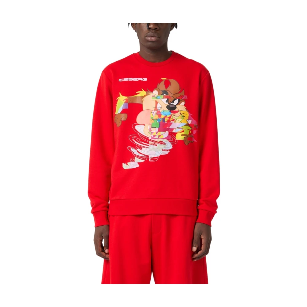 Iceberg Men's Red Stylish Hooded Sweatshirts - Round-Neck Knitwear - L - Knitwear