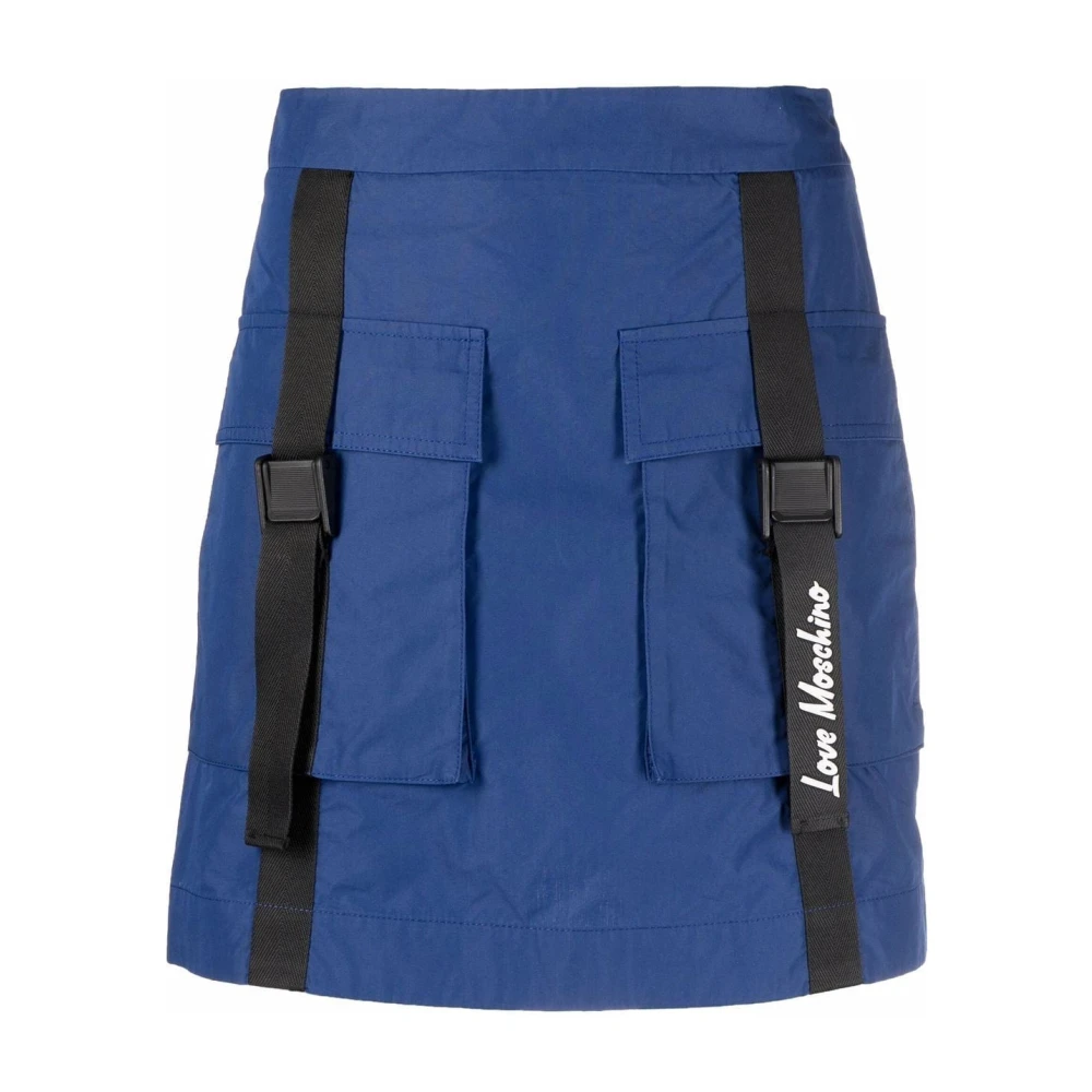 Love Moschino Blauwe Casual Rok Katoen Elastaan Blue Dames