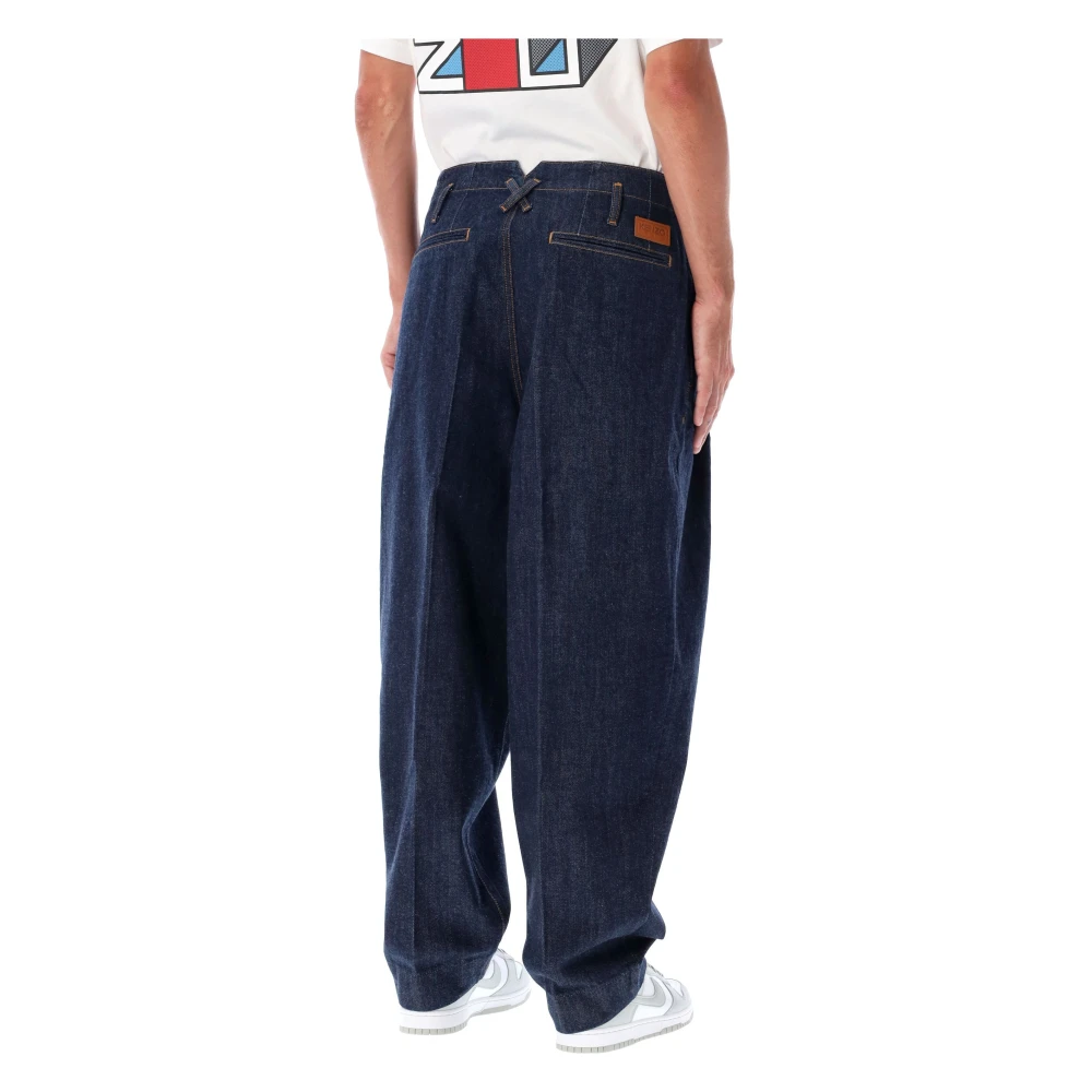 Kenzo Blauwe Wide-Leg School Boy Fit Jeans Blue Heren