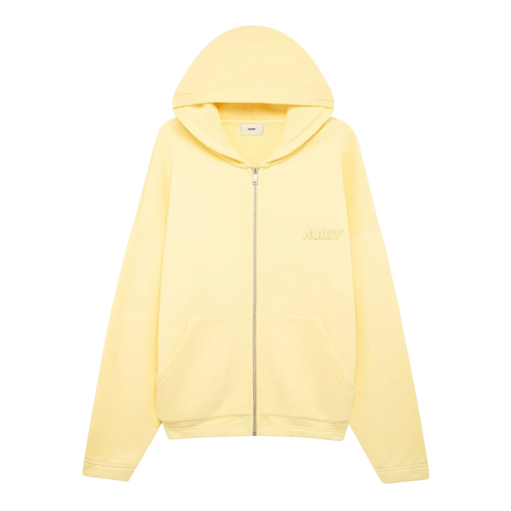 Autry Men's Yellow Cotton Sweatshirt With Logo - Zip-Throughs - Xs - Sweatshirts & Hoodies