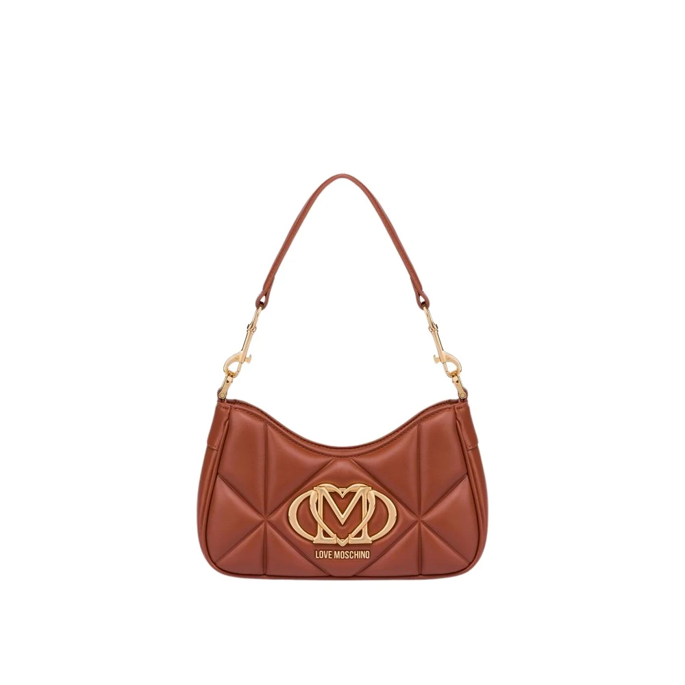 Love Moschino Vrouw Bruin Tassen Dames, One Size, Polyester, Gewatteerde Schoudertas