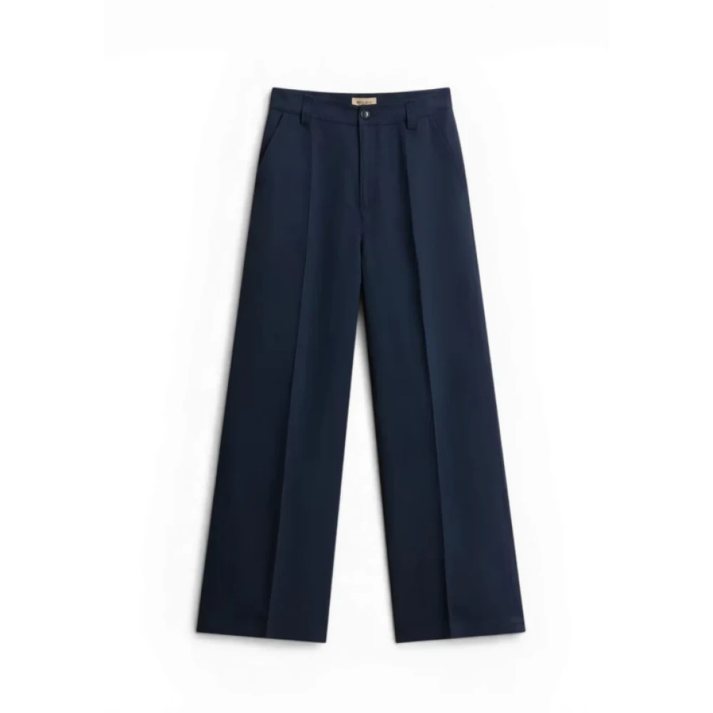 Woolrich Blue Lyocell Linen Trousers - Female - Wide Trousers - W27 - Trousers