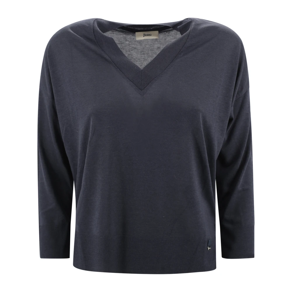 Herno Vrouw Blauw Truien & Vesten Dames, Xl, E Trui Voor En