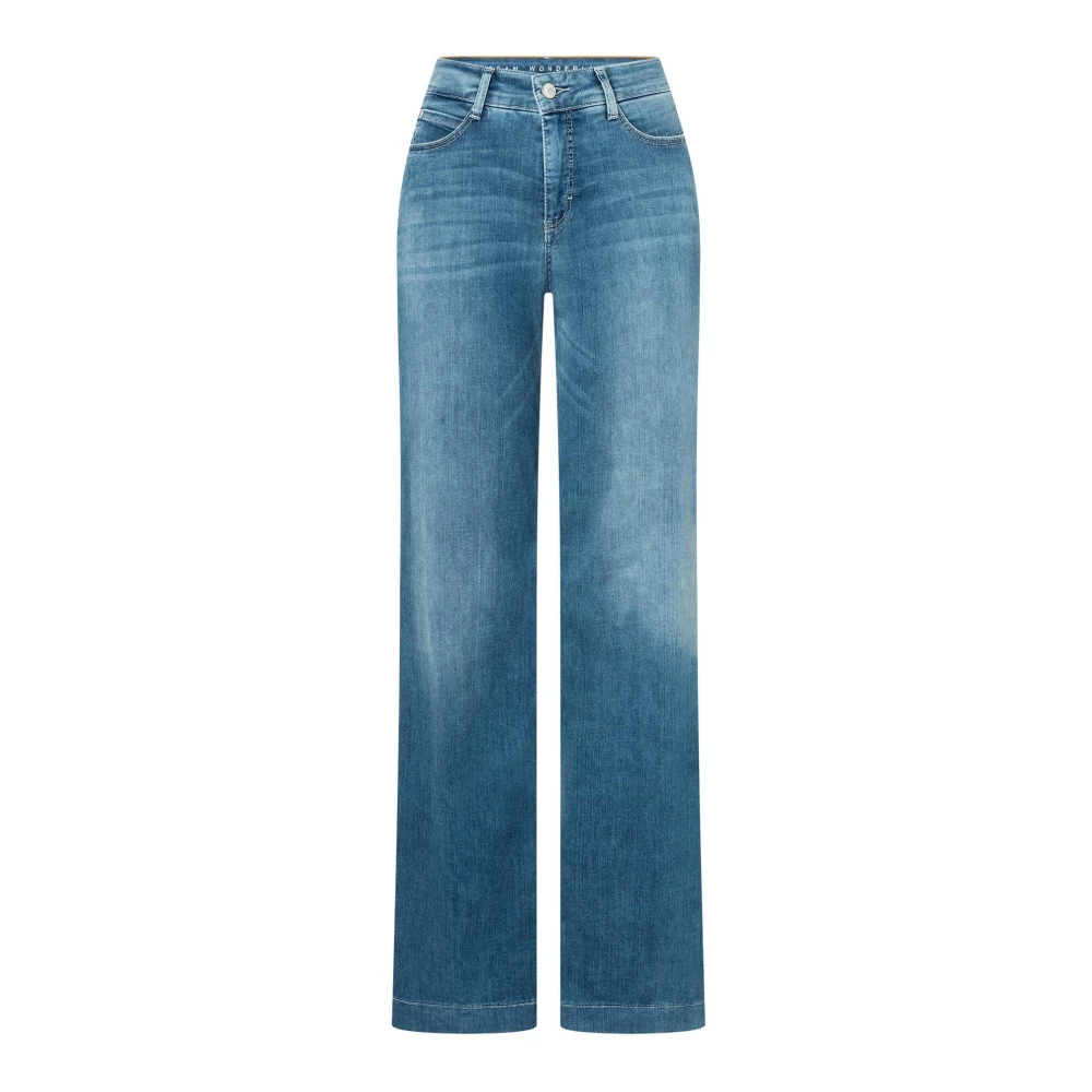 Mac Women's Blue Wide Leg Summer Jeans - Straight Fit Jeans - 2XL - Jeans