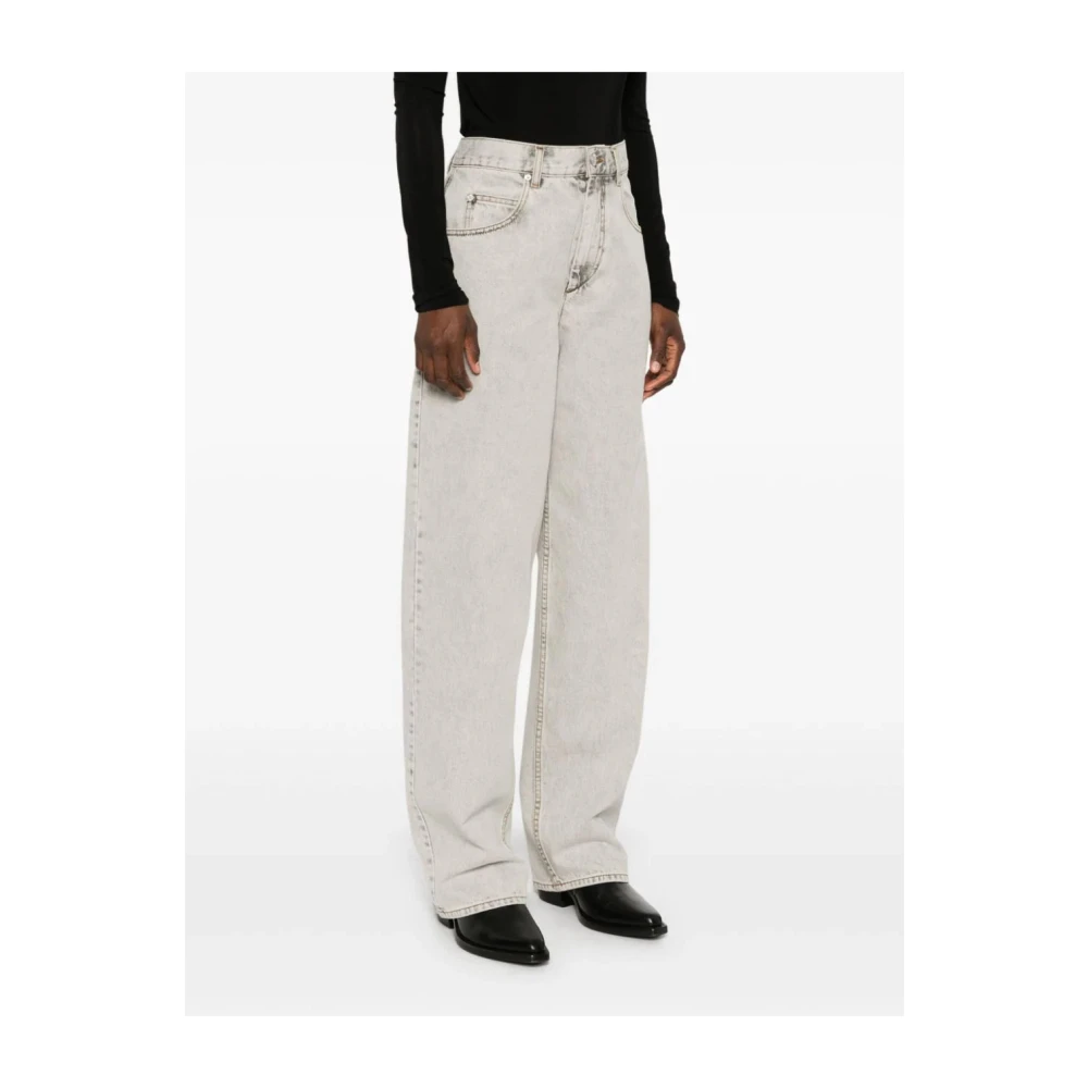 Isabel marant Lichtgrijze Denim Straight Leg Jeans Gray Dames