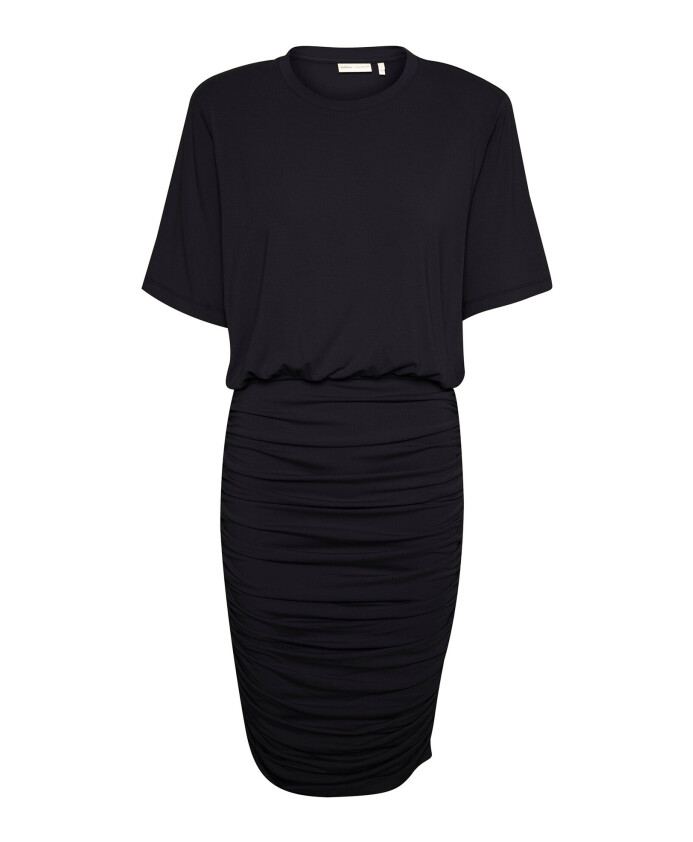 robe-courte-noire-a-jupe-drapee