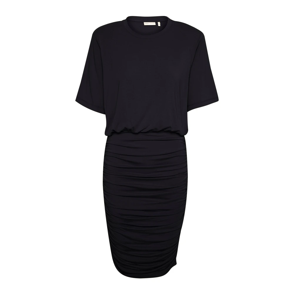 InWear Zwarte Jurk met Gedrapeerd Rokje Black Dames