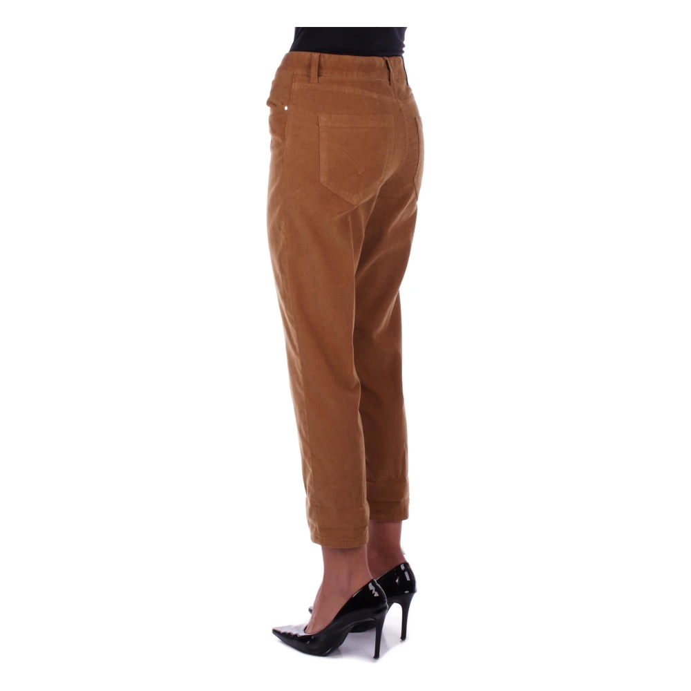 Dondup Bruine Slim Fit Broek met Zijlogo Brown Dames