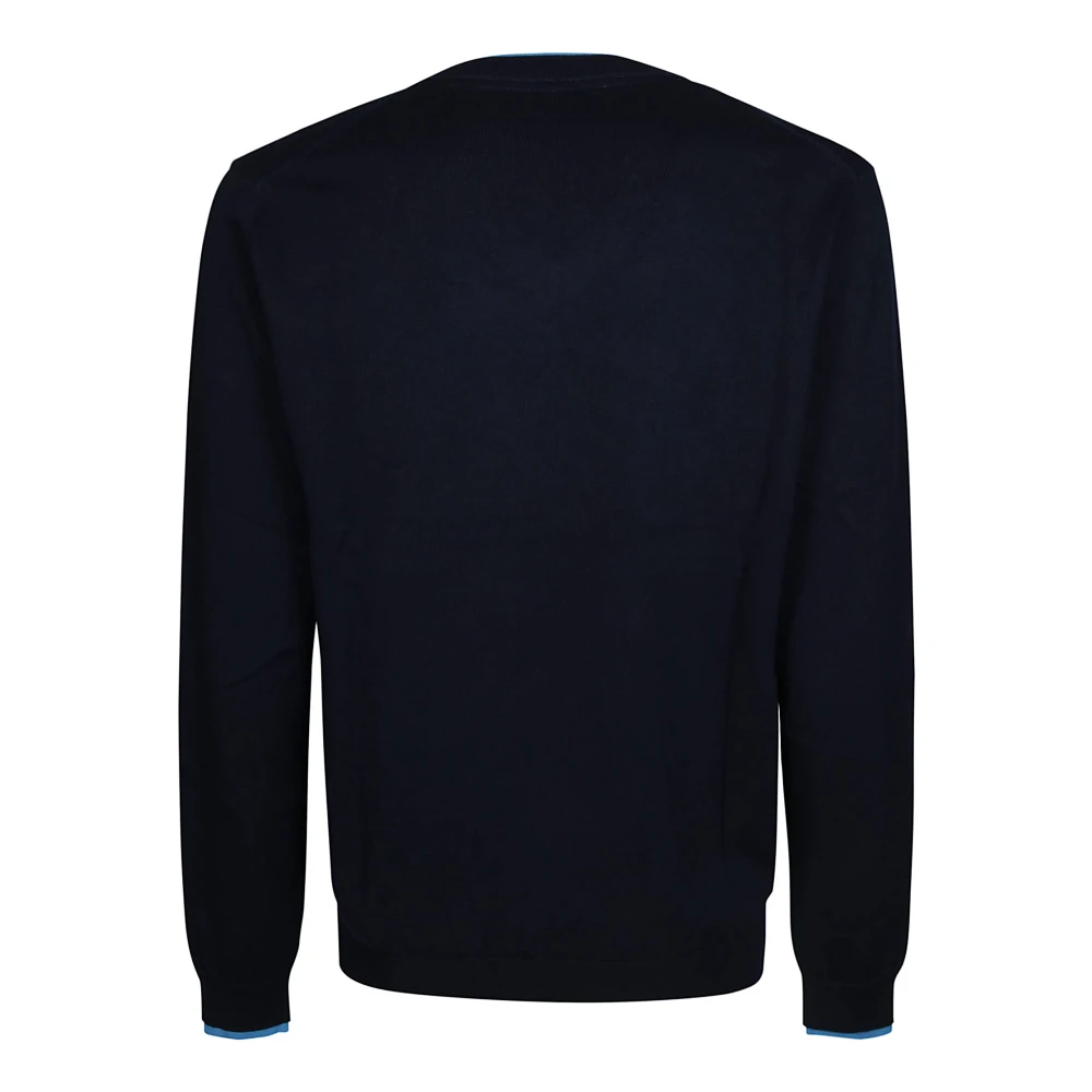 Sun68 Dubbele Rib V-Hals Trui Blue Heren