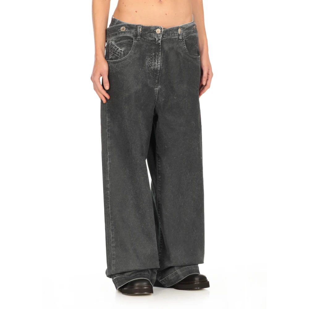 The Attico Donkergrijze Katoenen Jeans met Zakken Gray Dames