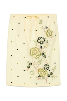 Peonies Broderad Rak Midi-kjol