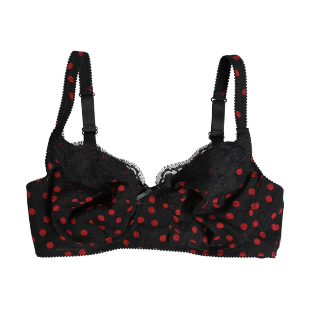 Dolce & Gabbana Women's Black Silk Polka Dot Balconette Bra