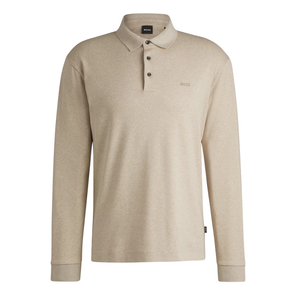 Hugo Boss Poloshirt met lange mouwen en logo Beige Heren
