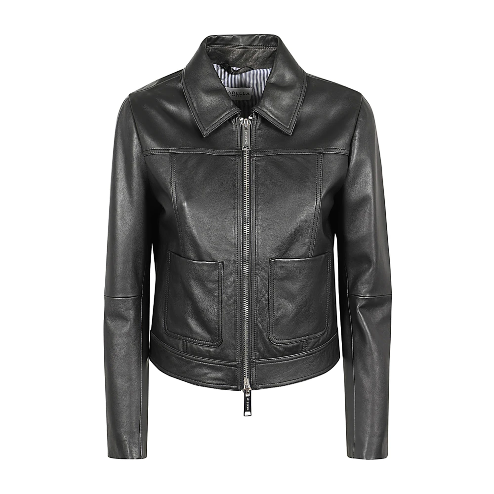 Marella Zwarte leren jas Black Dames