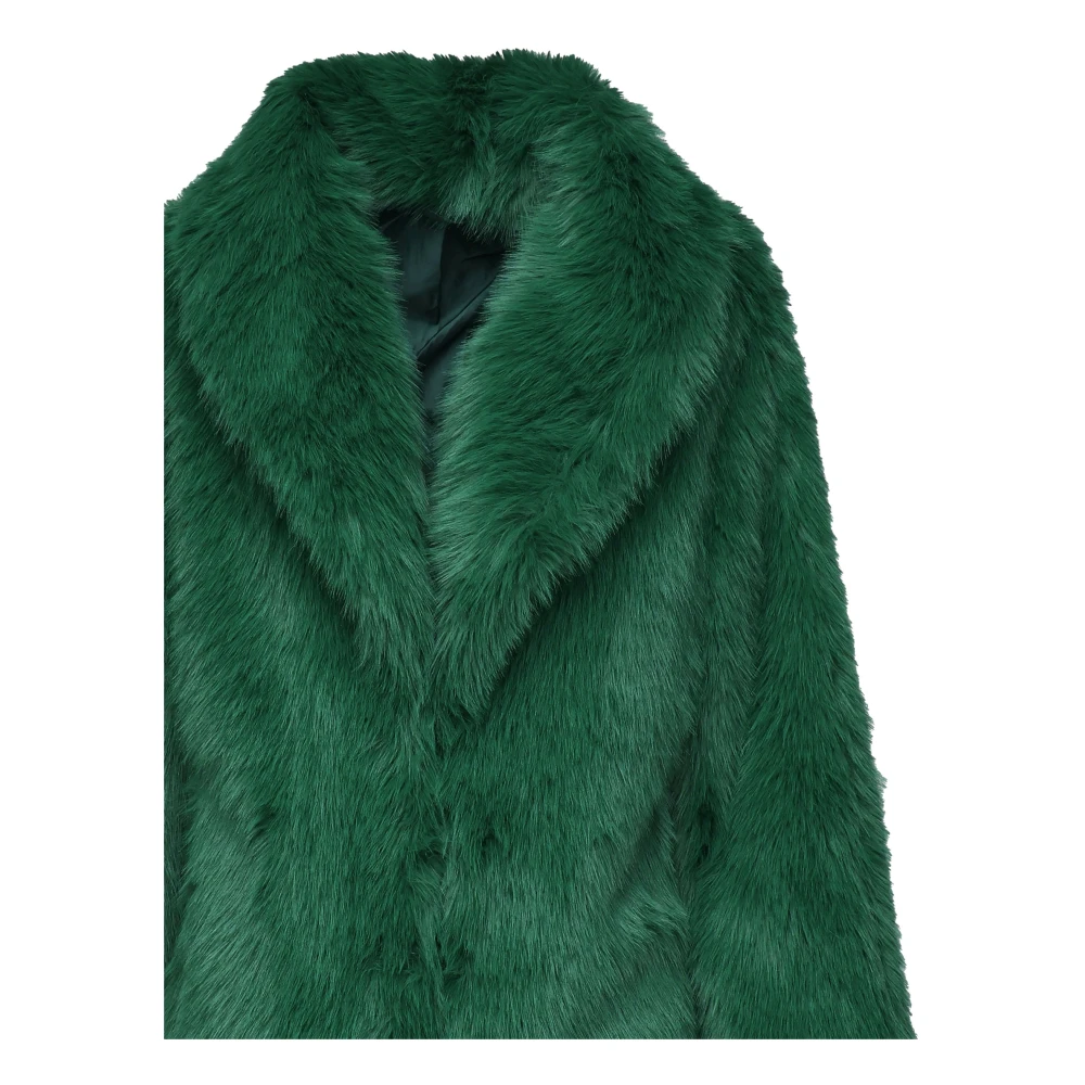 V73 Groene Bont V-hals Jas met Zakken Green Dames